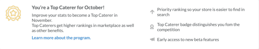 Top caterer notification