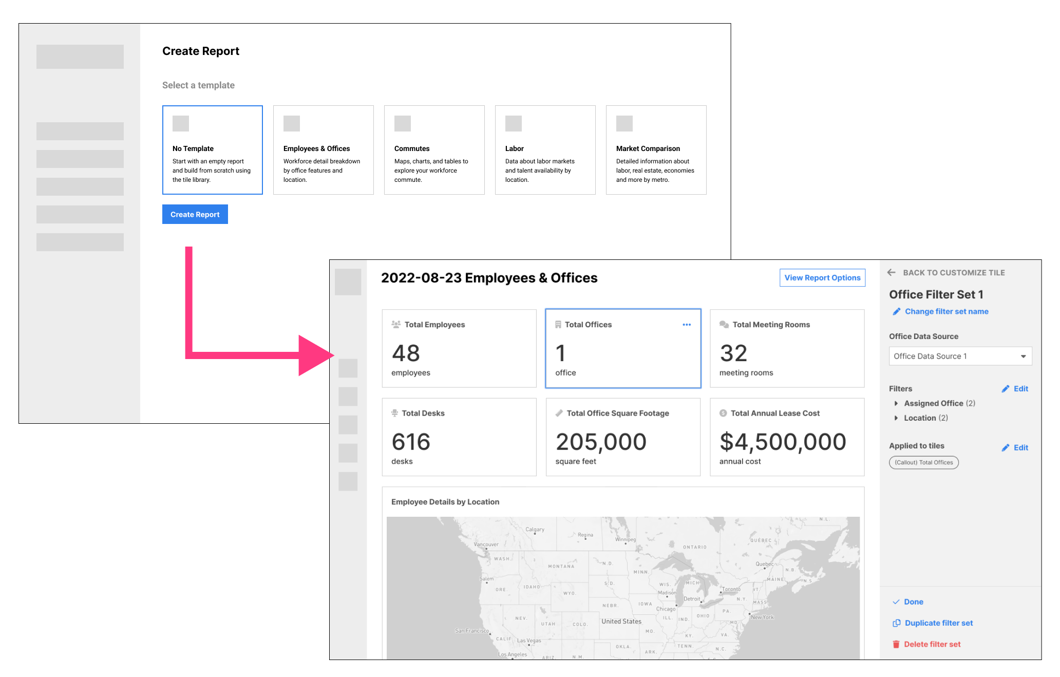 Wireframe samples for new reporting feature